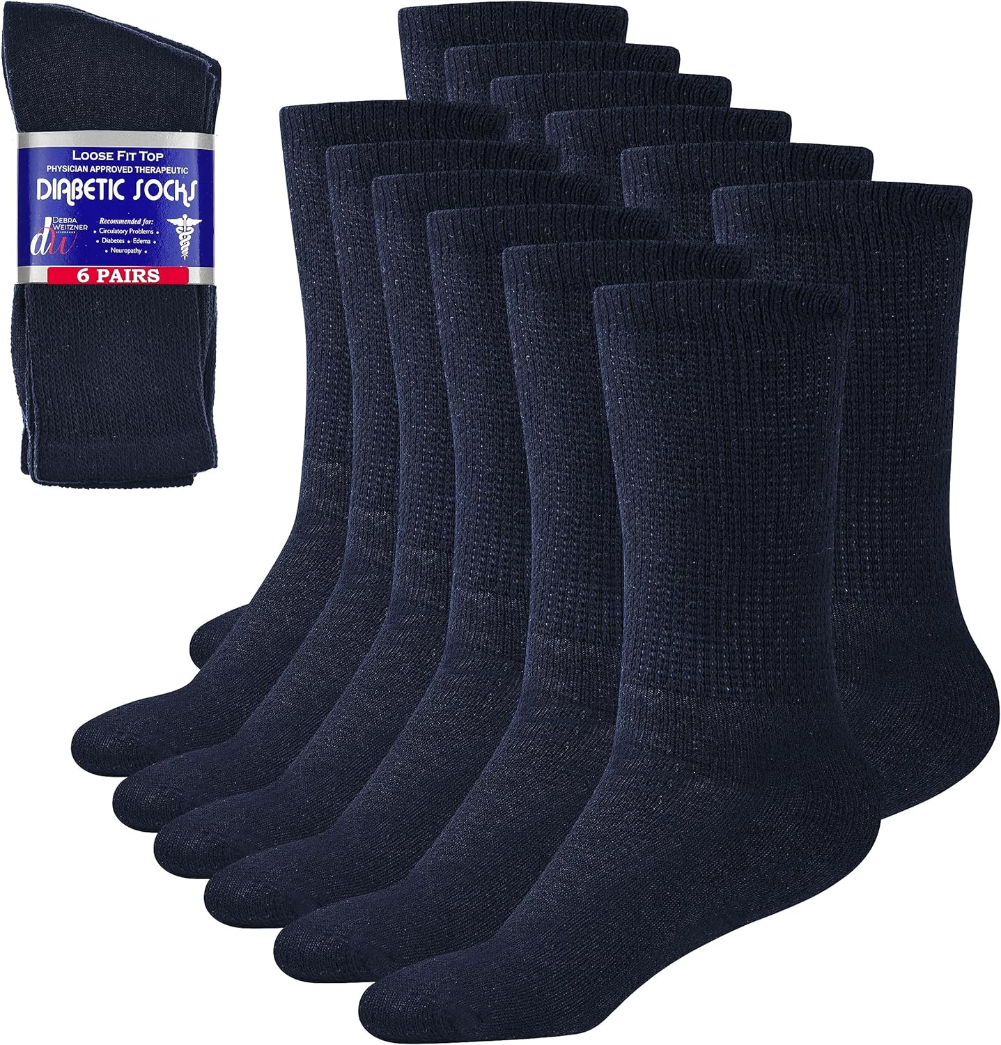 Diabetic Socks Mens Cotton 6-Pack Ankle White By DEBRA WEITZNER ankle/white Mens 10-13---12 TOTAL PAIRS