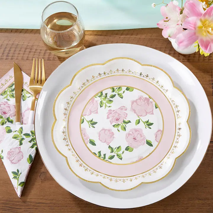Pink Tea Time Whimsy 9 in. Premium Paper Plates (Set of 16)