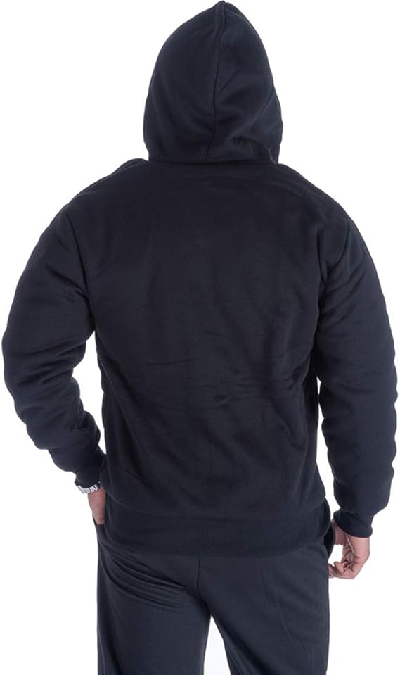 LeeHanTon Sherpa Lined Hoodie Mens Zip Up Heavyweight Fleece Casual Winter Warm Workout Sweatshirt Jacket Black XL