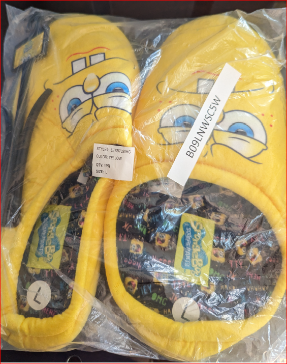 Ground Up International SpongeBob SquarePants Cozy Adult Slippers, Yellow, 7-8
