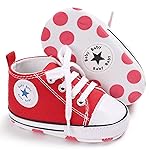 Unisex Baby Girls Boys Canvas Shoes Soft Sole Toddler First Walker Infant Sneaker Newborn Crib Shoes(Red,6-12Month)