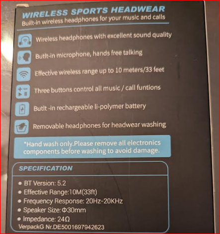 WIRELESS SPORTS HEADWEAR