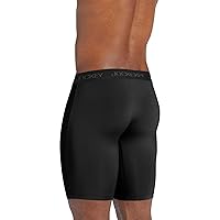 Jockey Men's Underwear Sport Microfiber 10" Midway Brief, Black, L