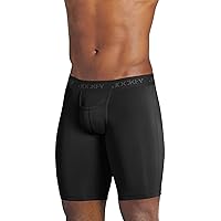 Jockey Men's Underwear Sport Microfiber 10" Midway Brief, Black, L