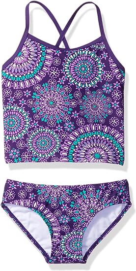 Kanu Surf Girls' Big Melanie Tankini Swimsuit, Purple, 14