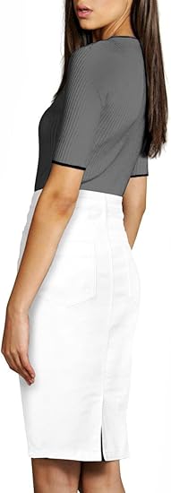 Lexi Womens Super Comfy Perfect Fit Stretch Denim Skirt SKS19411 WHITE 4
