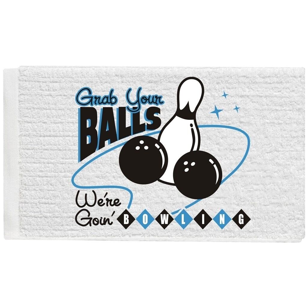 Moxy Bowling Products Grab Your Balls We're Going Bowling Towel white, 6 x 2 x 6" PACK OF 4